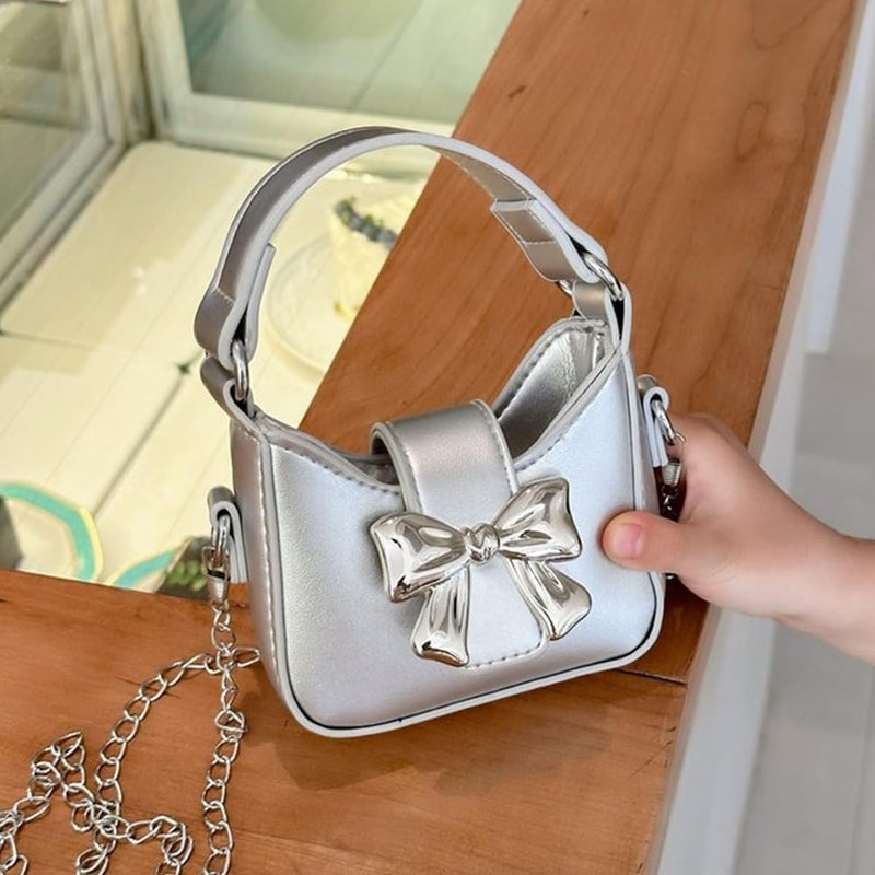 JienClound Mini Crossbody Purse, Bow Magnetic Buckle Handbag Shoulder Bag Great Gift Idea for Little Girls - Image 5
